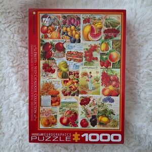Eurographics 1000 Piece Puzzle Smithsonian Fruits Seed Catalogue 19"x27"